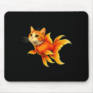 Funny goldfish cat hybrid cute animal meme mouse pad