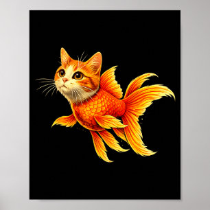 Funny goldfish cat hybrid cute animal meme  poster