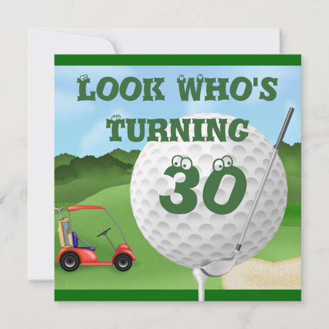 Funny Golf  30th Birthday Invitations TEMPLATE (Front)
