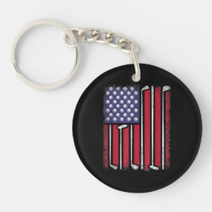 Funny Golf American Flag Golf Player Vintage Golfe Key Ring