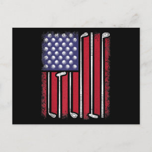 Funny Golf American Flag Golf Player Vintage Golfe Postcard