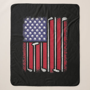 Funny Golf American Flag Golf Player Vintage Golfe Sherpa Blanket
