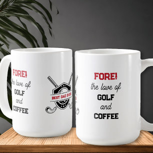 Funny Golf and Coffee Bold Typography Personalised Coffee Mug