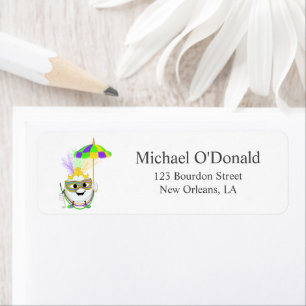 Funny Golf Ball Celebrating Mardi Gras Return  Address Label