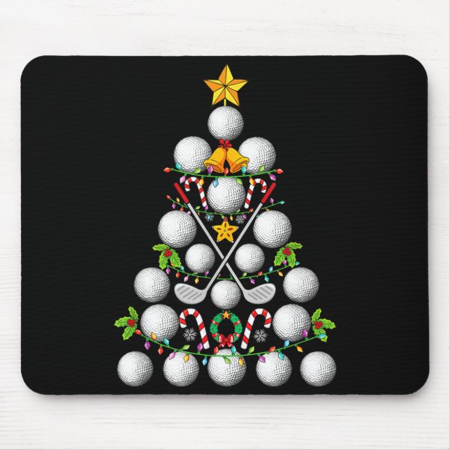 Funny Golf Ball Christmas Tree Christmas Golf Love Mouse Pad (Front)