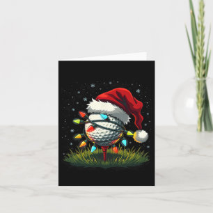 Funny Golf Ball Christmas Tree Santa Hat Xmas Tee Card