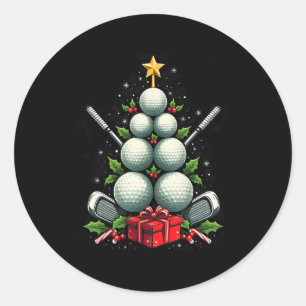 Funny Golf Ball Christmas Tree Santa Hat Xmas Tee Classic Round Sticker