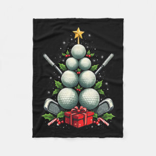 Funny Golf Ball Christmas Tree Santa Hat Xmas Tee  Fleece Blanket