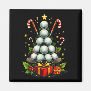 Funny Golf Ball Christmas Tree Santa Hat Xmas Tee Magnet