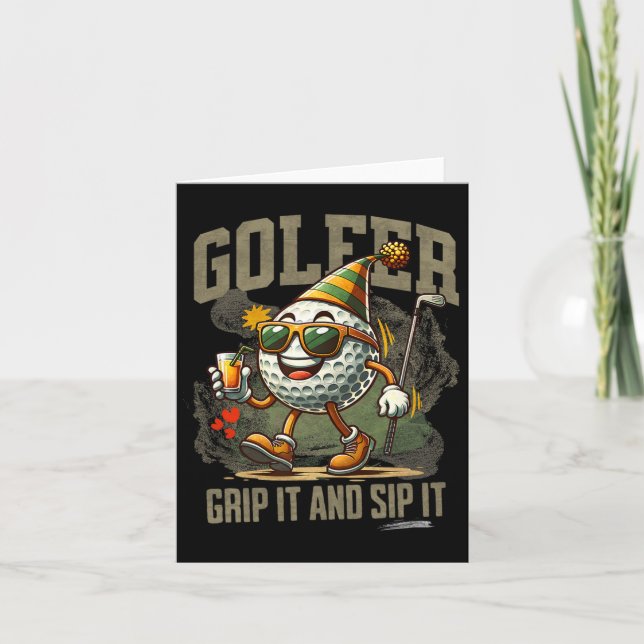 Funny Golf Ball Drinking  Card (Front)