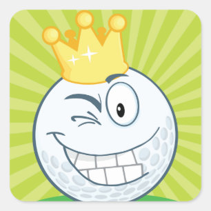 Funny Golf Ball King Of Golfing Square Sticker