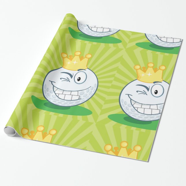 Funny Golf Ball King Of Golfing Wrapping Paper (Unrolled)