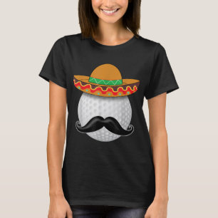 Funny Golf Ball Moustache Mexican Sports Mexico Pa T-Shirt