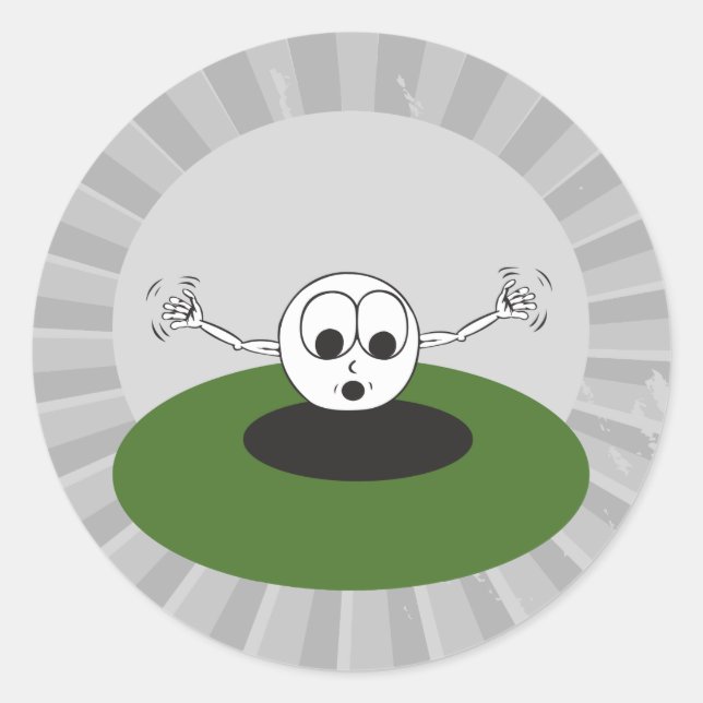 funny golf ball scared going into hole classic round sticker (Front)