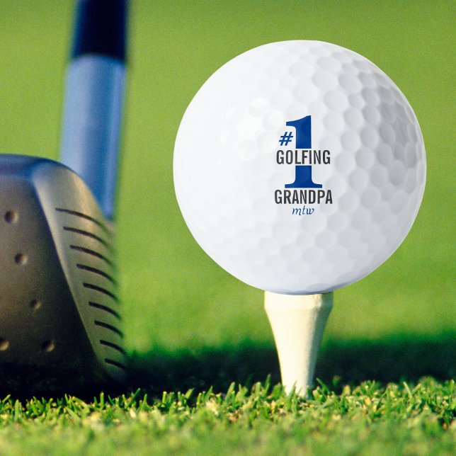 Funny Golf Balls #1 Golfing Grandpa Blue Monogram (Creator Uploaded)