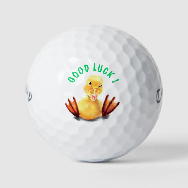 Funny Golf Balls Playful Duck - Good Luck (Front)