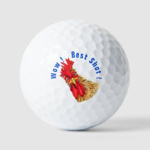 Funny Golf Balls Surprosed Rooster and Text