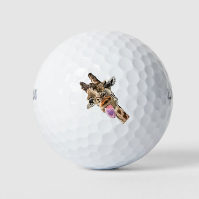 Funny Golf Balls with Playful Giraffe - Smile  (Front)