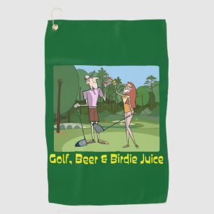 Funny Golf, Beer & Birdie Juice Golf Towel