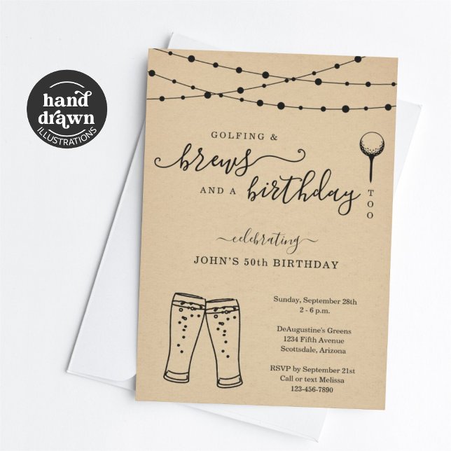 Funny Golf & Beer Birthday Party Invitation (Creator Uploaded)