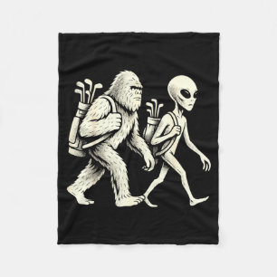 Funny Golf Bigfoot Sasquatch Alien Ufo Golfer  Fleece Blanket