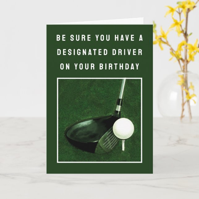 Funny Golf Birthday Card (Yellow Flower)