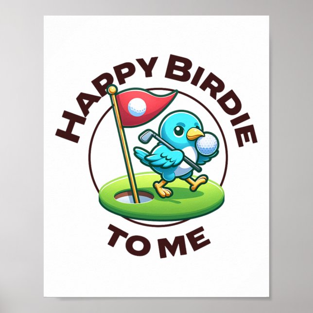 Funny Golf Birthday Happy Birdie Golfer Kids Boys  Poster (Front)
