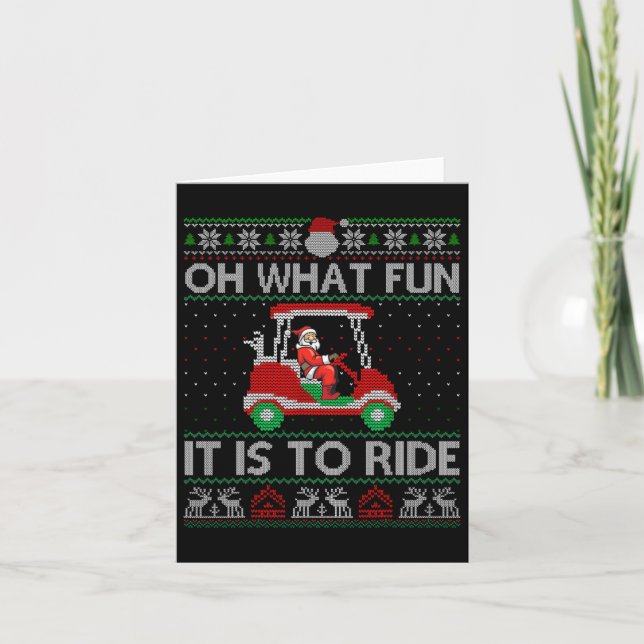 Funny Golf Cart Matching Family Christmas Oh What  Card (Front)