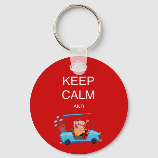 Funny GOLF. Cartoon keep calm playa golf gf Key Ring (Front)