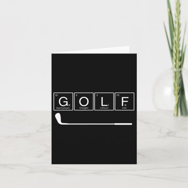 Funny Golf Chemical Elements Periodic Table Golf L Card (Front)