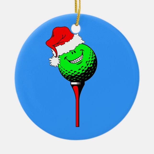 funny golf Christmas Ceramic Ornament (Front)
