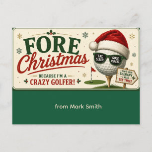 Funny Golf Christmas Saying for Golfers Holiday Postcard