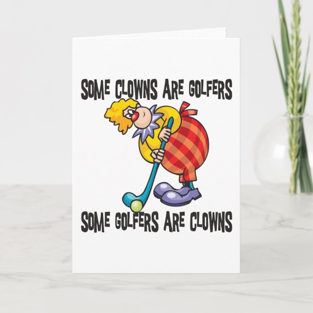 Funny Golf Clown Golfing Holiday Card (Front)