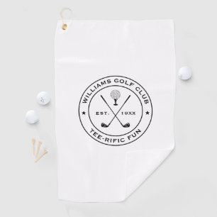 Funny Golf Club Golfer Pun Custom Text Black White Towel