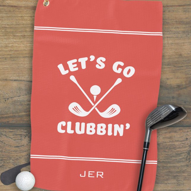 Funny Golf Club Modern Golfer Sports Trendy Red Golf Towel (Funny Golf Club Modern Golfer Sports Trendy Classic Crossed Clubs Red Golf Towel)
