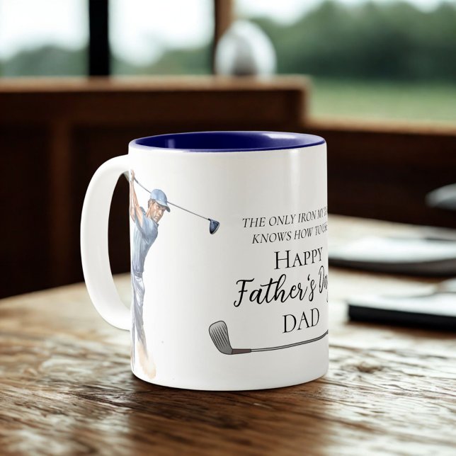Funny Golf Dad Happy Father's Day  Two-Tone Coffee Mug (Creator Uploaded)