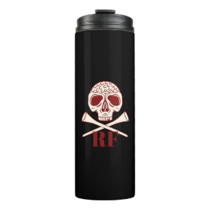 Funny Golf Dad Monogram Black Skull Crossed Tees Thermal Tumbler