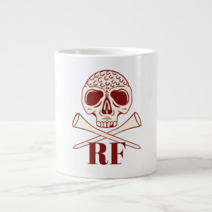 Funny Golf Dad Monogram Retro Skull Crossed Tees Large Coffee Mug