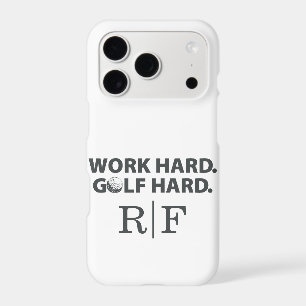 Funny Golf Dad Monogram Work Hard Golf Hard Initia