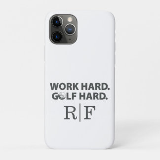 Funny Golf Dad Monogram Work Hard Golf Hard Initia iPhone 11 Pro Case