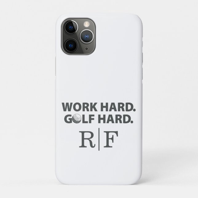 Funny Golf Dad Monogram Work Hard Golf Hard Initia Case-Mate iPhone Case (Back)
