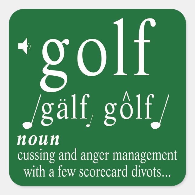 Funny Golf Definition Anger Management Humour Pun  Square Sticker (Front)