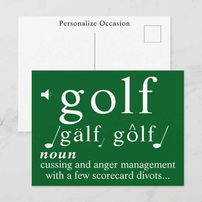Funny Golf Definition Tee Anger Management Humour  Holiday Postcard (Front/Back)