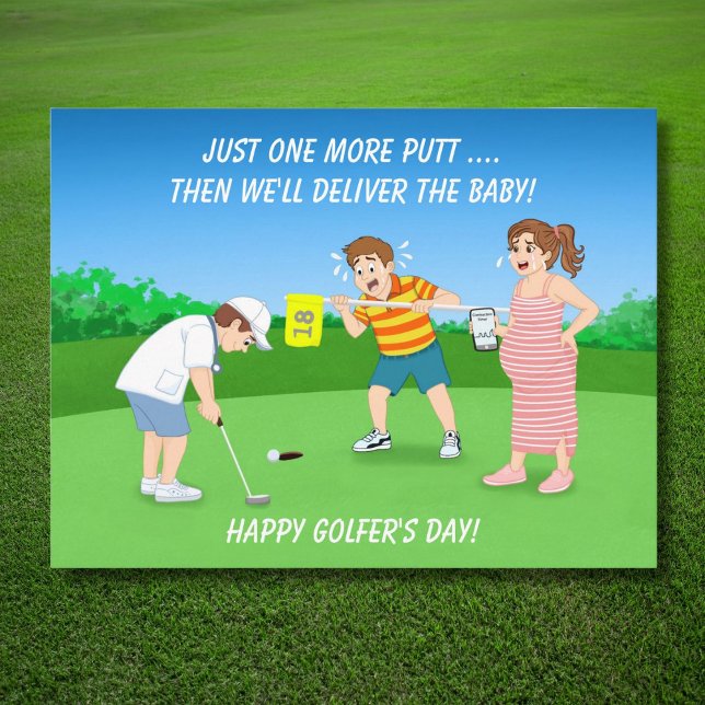 Funny Golf Doctor Delivering Baby After Putt Humor Postcard (Creator Uploaded)