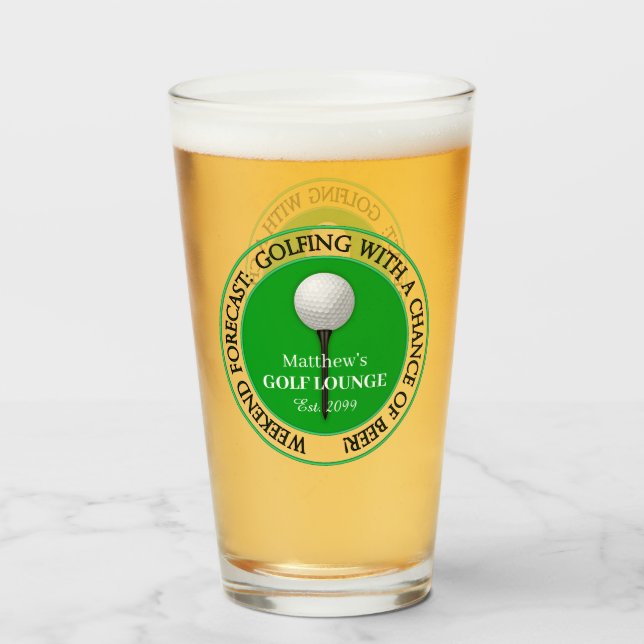 Funny Golf Golfing Golfer Ball Tee Pint Beer Glass (Front Filled)