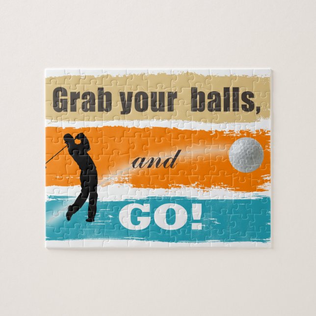 Funny Golf Grab Your Balls Jigsaw Puzzle (Horizontal)