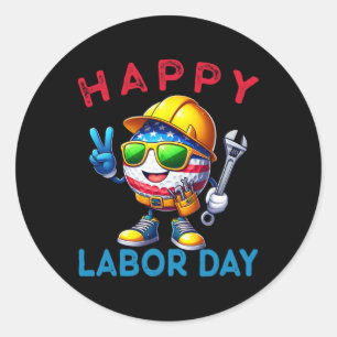 Funny Golf Happy Labour Day For Workers Mens Women Classic Round Sticker
