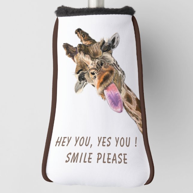 Funny Golf Head Cover with Playful Giraffe Smile  (Rotate 90)