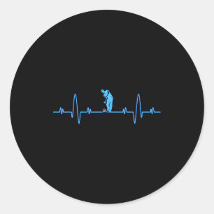 Funny Golf Heartbea - Golfers Men Women Cool Classic Round Sticker