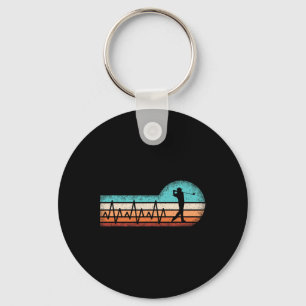 Funny Golf Heartbeat Retro Golf Lover Golfer Men Key Ring